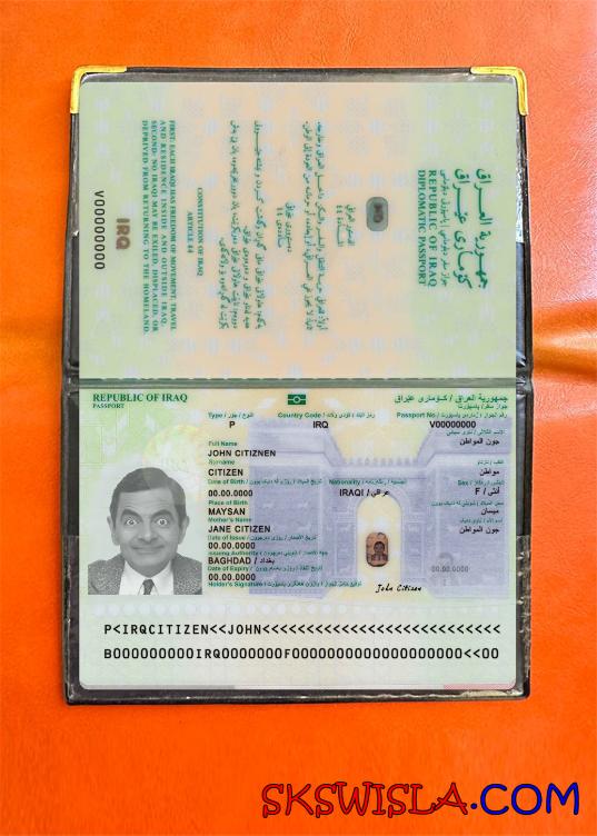 Irak paszport 2023-obecnie fotowygląd, skan i fotorealistyczny snapshot, 2 w 1